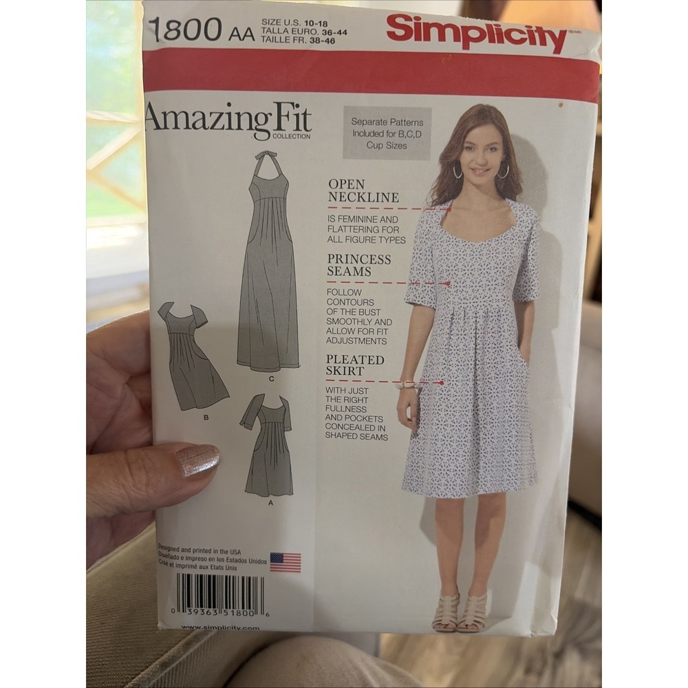 Simplicity 1800 Amazing Fit Princess Dress Sewing Pattern Sz 10-18 Uncut